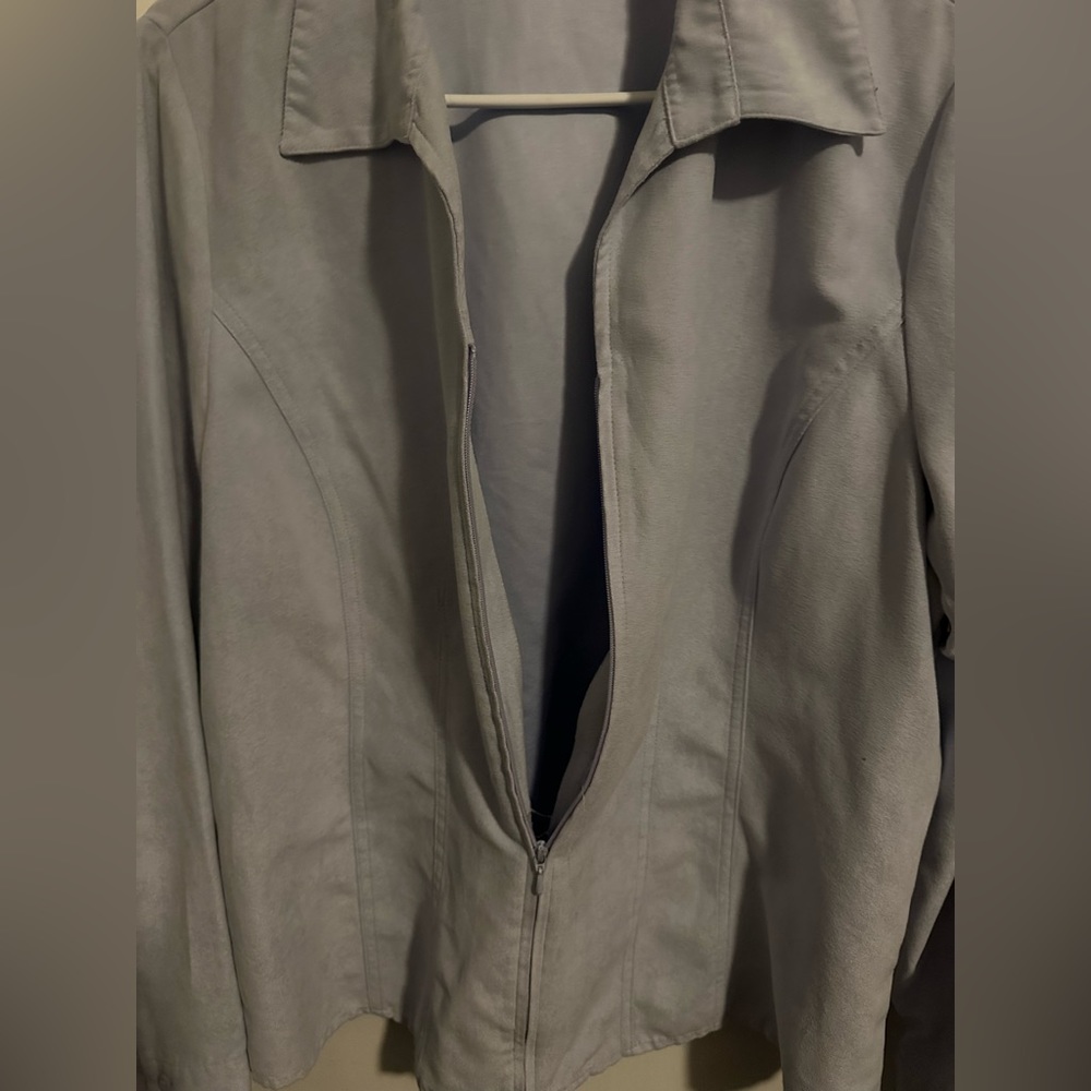 Dusty Blue Shirt Zip Jacket
